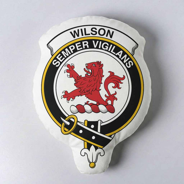 Wilson Clan Crest Shaped Throw Pillow, Scottish Clan Badge Decorative Pillow
