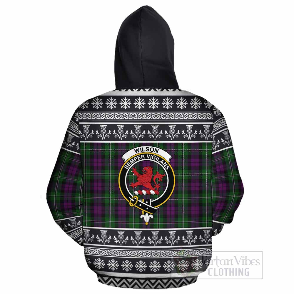 Wilson Clan Tartan Christmas Cotton Hoodie with Family Crest - Tartan Vibes Clothing