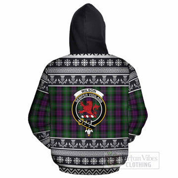 Wilson Clan Tartan Christmas Cotton Hoodie with Family Crest - Tartan Vibes Clothing