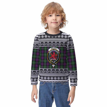 Wilson Clan Tartan Christmas Kid Ugly Sweatshirt with Family Crest - Tartan Vibes Clothing