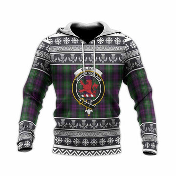 Wilson Clan Tartan Christmas Knitted Hoodie with Family Crest - Tartan Vibes Clothing