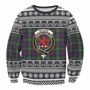 Wilson Clan Tartan Christmas Sweatshirt with Family Crest - Tartan Vibes Clothing