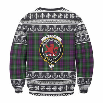 Wilson Clan Tartan Christmas Sweatshirt with Family Crest - Tartan Vibes Clothing