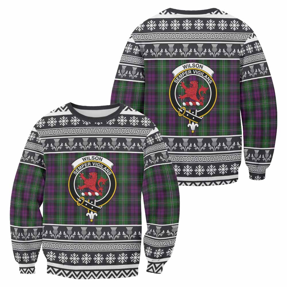 Wilson Clan Tartan Christmas Sweatshirt with Family Crest - Tartan Vibes Clothing