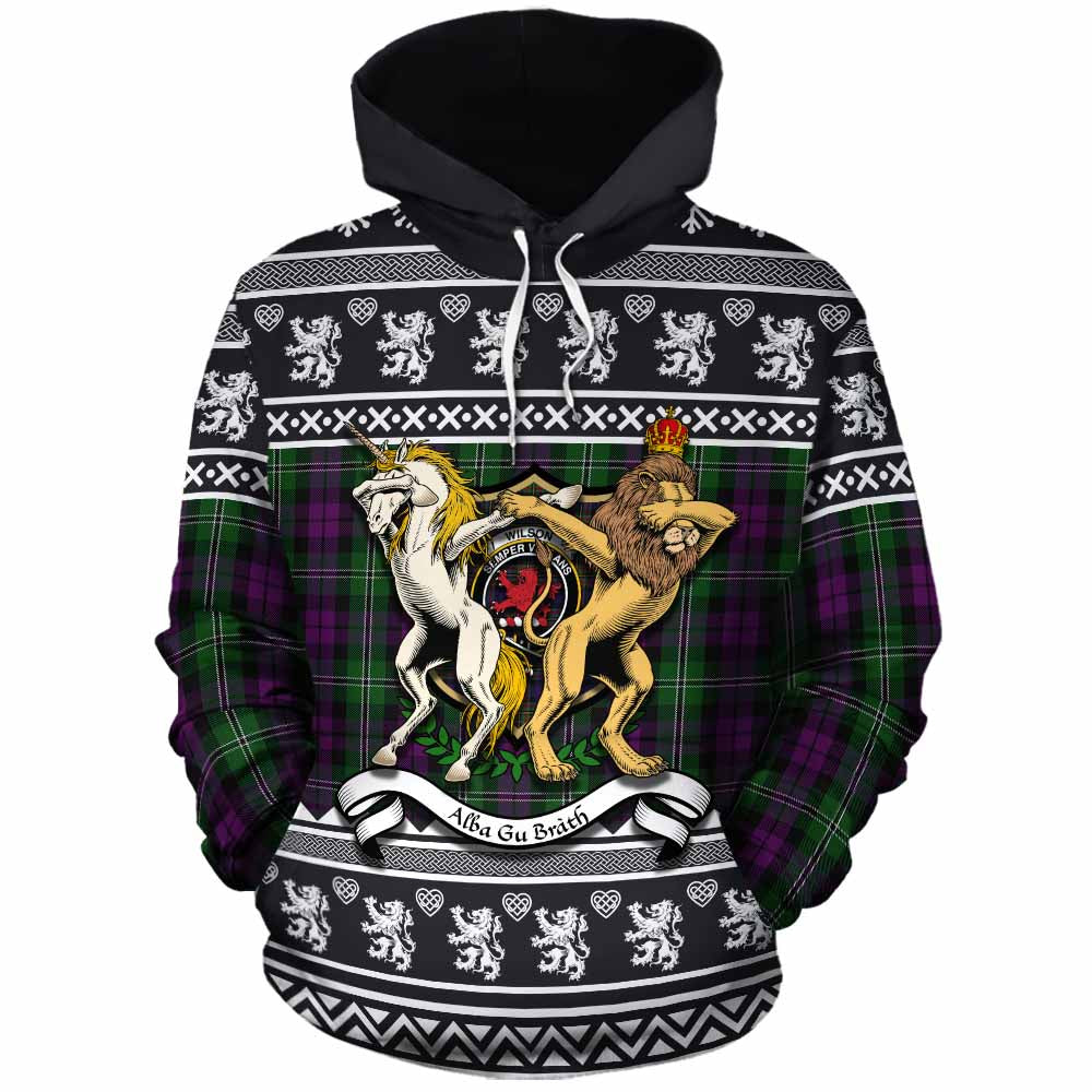 Wilson Clan Tartan Crest Christmas Cotton Hoodie Coat of Arms Funny Style - Tartan Vibes Clothing