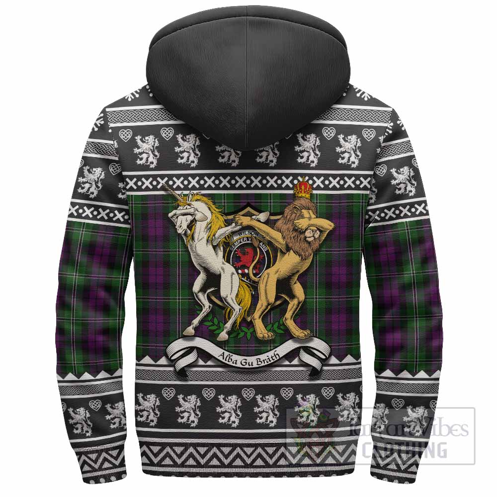 Wilson Clan Tartan Crest Christmas Fleece Hoodie Coat of Arms Funny Style - Tartan Vibes Clothing