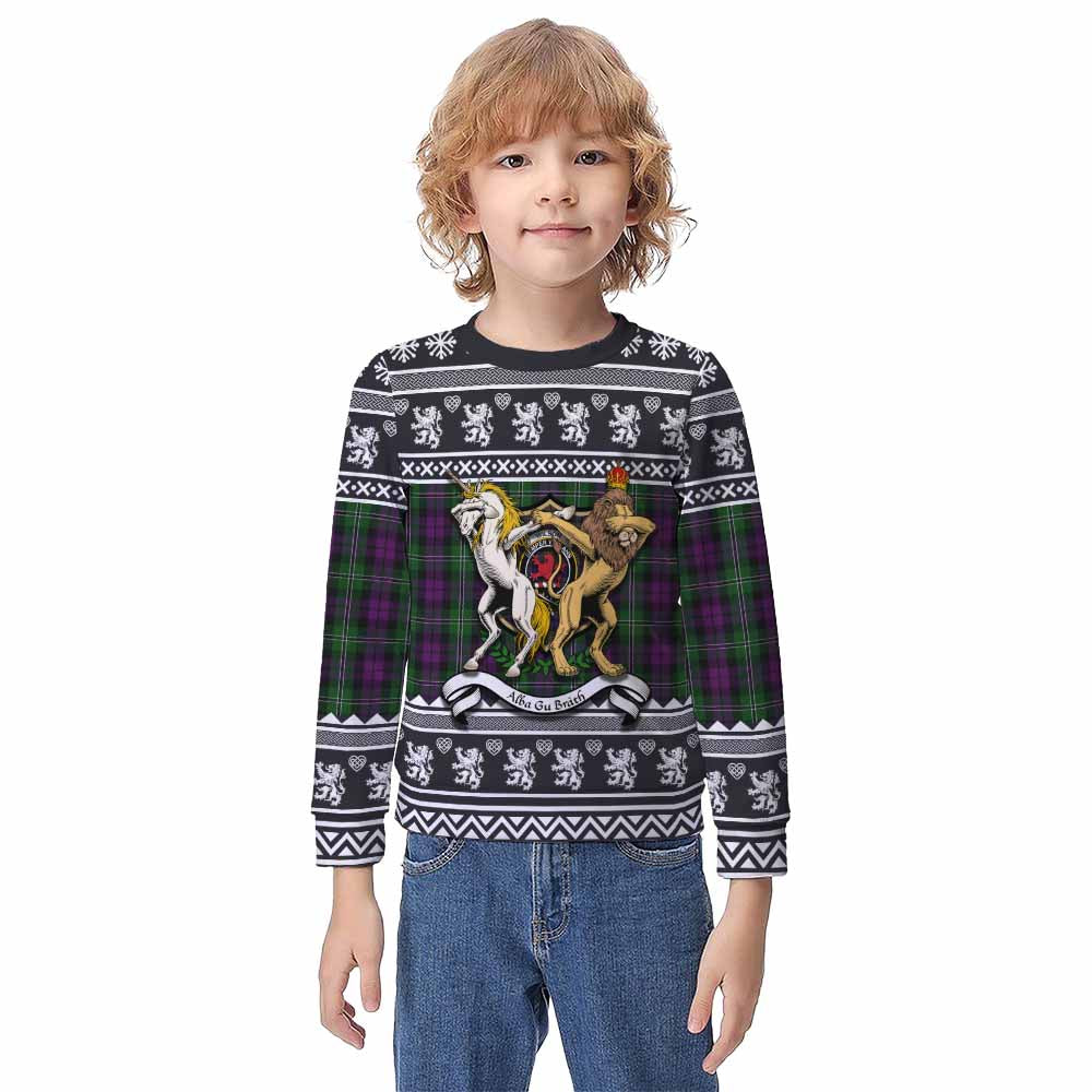 Wilson Clan Tartan Crest Christmas Kid Ugly Sweatshirt Coat of Arms Funny Style - Tartan Vibes Clothing