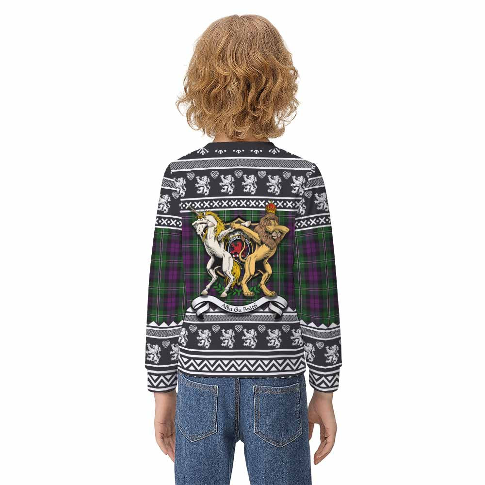 Wilson Clan Tartan Crest Christmas Kid Ugly Sweatshirt Coat of Arms Funny Style - Tartan Vibes Clothing