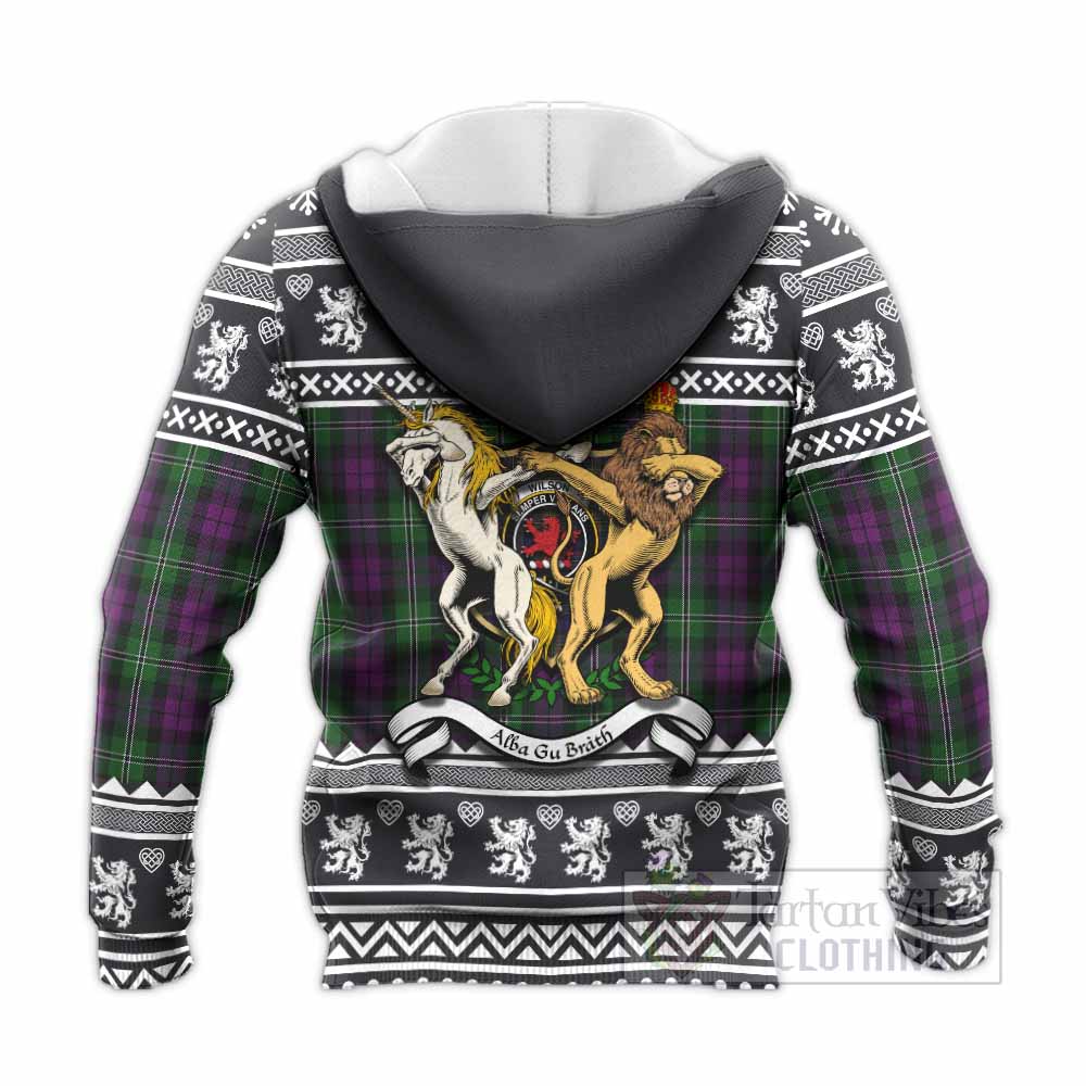 Wilson Clan Tartan Crest Christmas Knitted Hoodie Coat of Arms Funny Style - Tartan Vibes Clothing