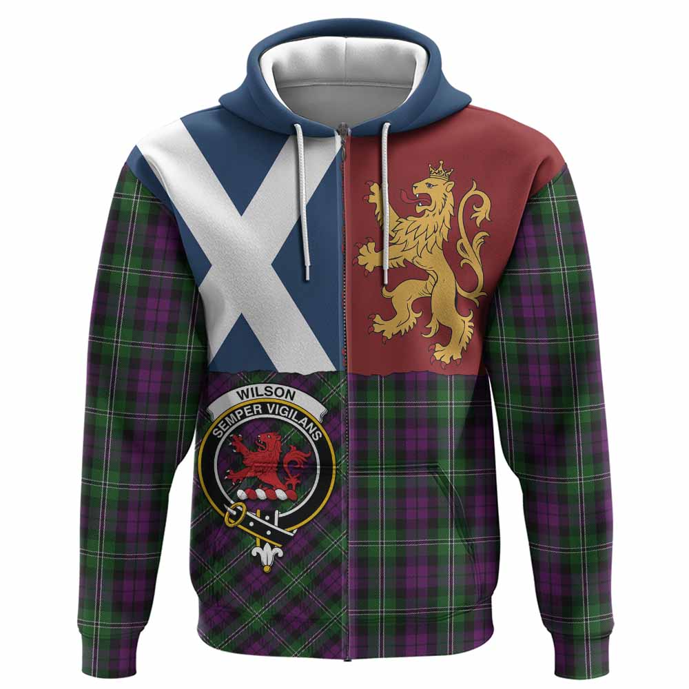 Wilson Crest Tartan Hoodie with Lion Rampant Saltire Style