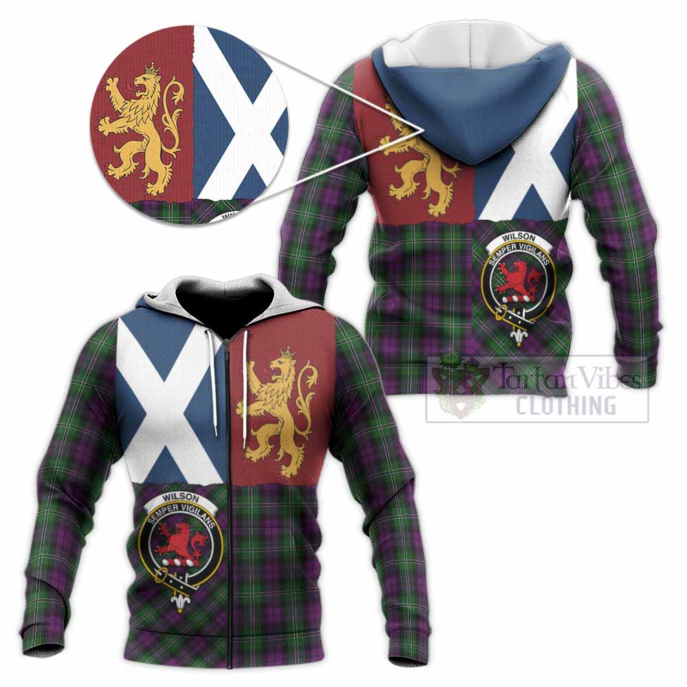 Wilson Crest Tartan Knitted Hoodie with Lion Rampant Saltire Style