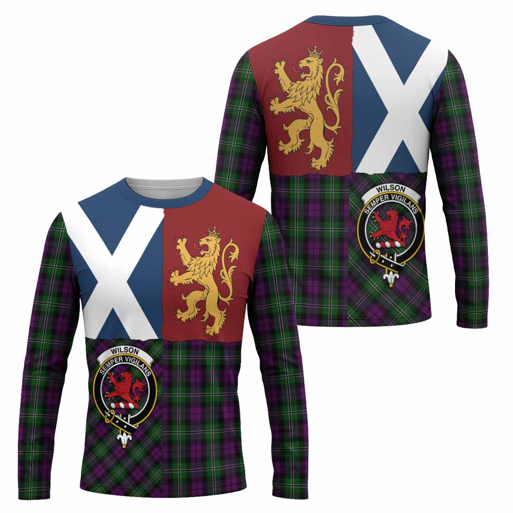 Wilson Crest Tartan Long Sleeve T-Shirt with Lion Rampant Saltire Style