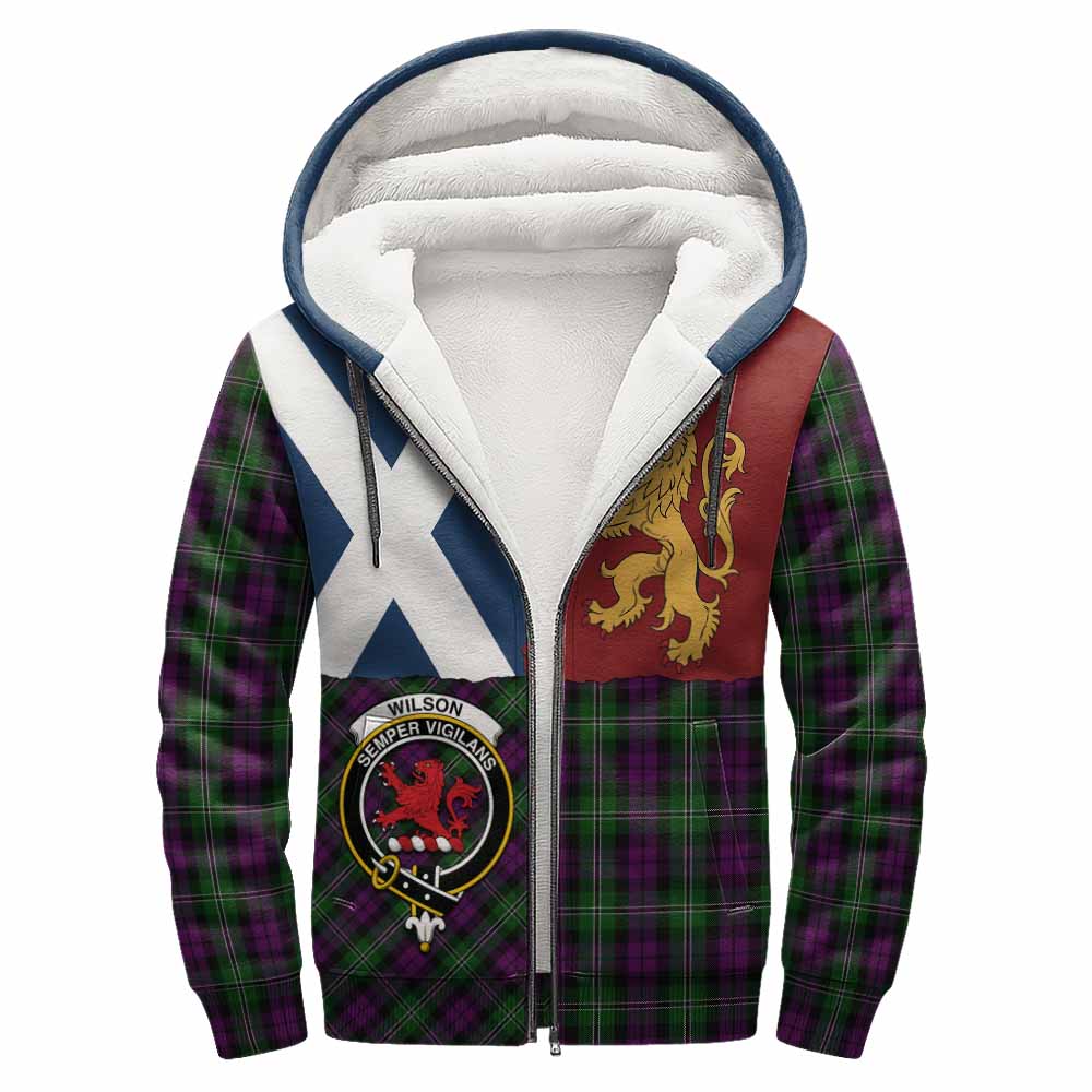 Wilson Crest Tartan Sherpa Hoodie with Lion Rampant Saltire Style