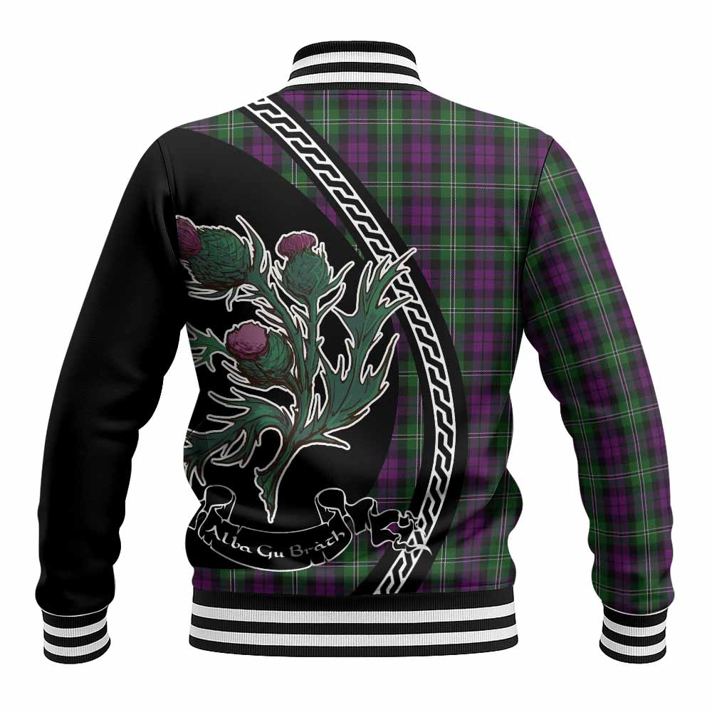 Wilson Family Crest Tartan Baseball Jacket Alba Thistle Inspired - Tartan Vibes Clothing
