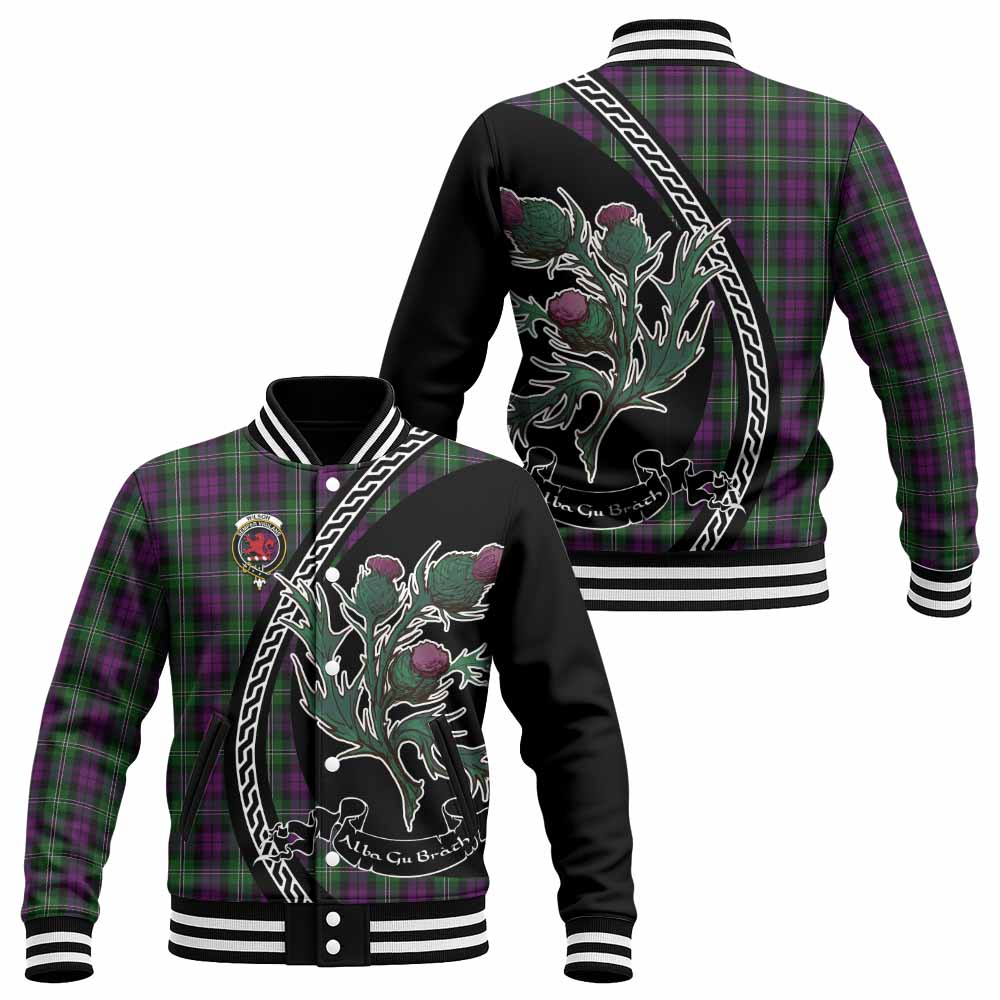 Wilson Family Crest Tartan Baseball Jacket Alba Thistle Inspired - Tartan Vibes Clothing