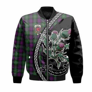 Wilson Family Crest Tartan Bomber Jacket Alba Thistle Inspired - Tartan Vibes Clothing