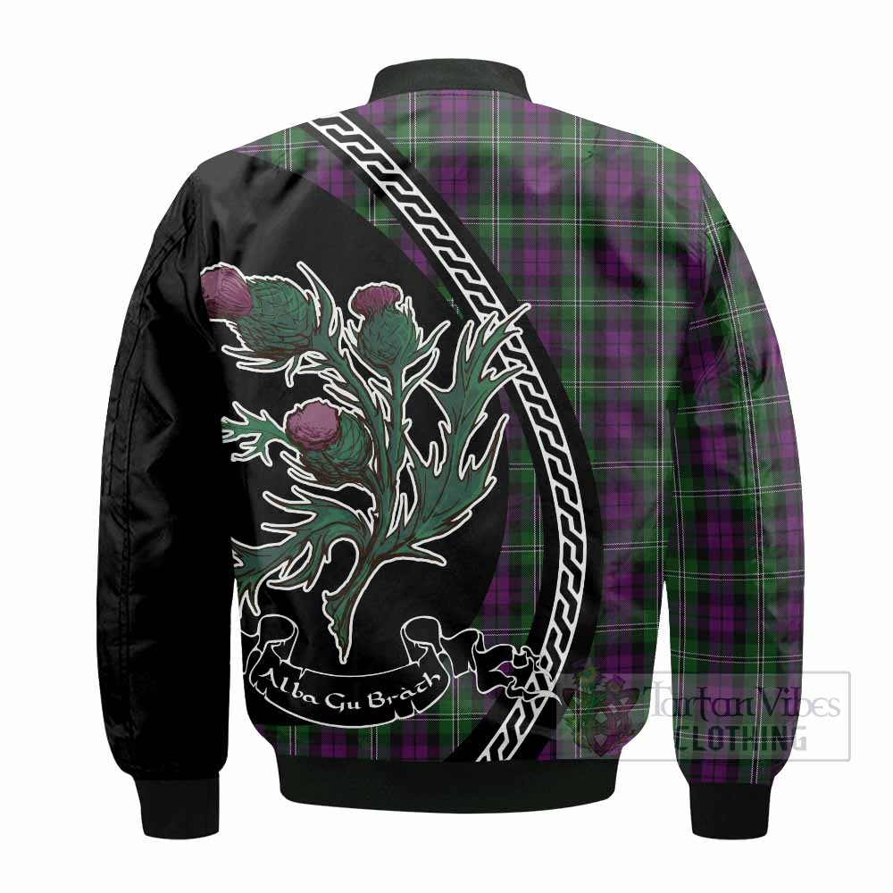 Wilson Family Crest Tartan Bomber Jacket Alba Thistle Inspired - Tartan Vibes Clothing