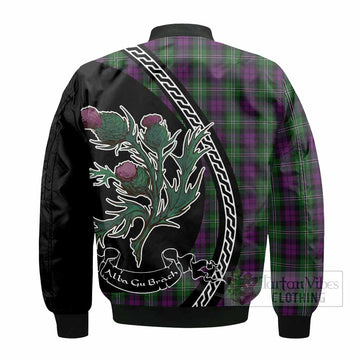 Wilson Family Crest Tartan Bomber Jacket Alba Thistle Inspired - Tartan Vibes Clothing