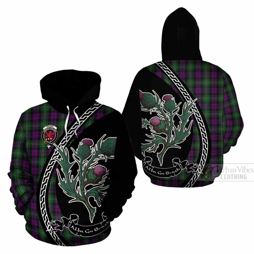 Wilson Family Crest Tartan Cotton Hoodie Alba Thistle Inspired - Tartan Vibes Clothing