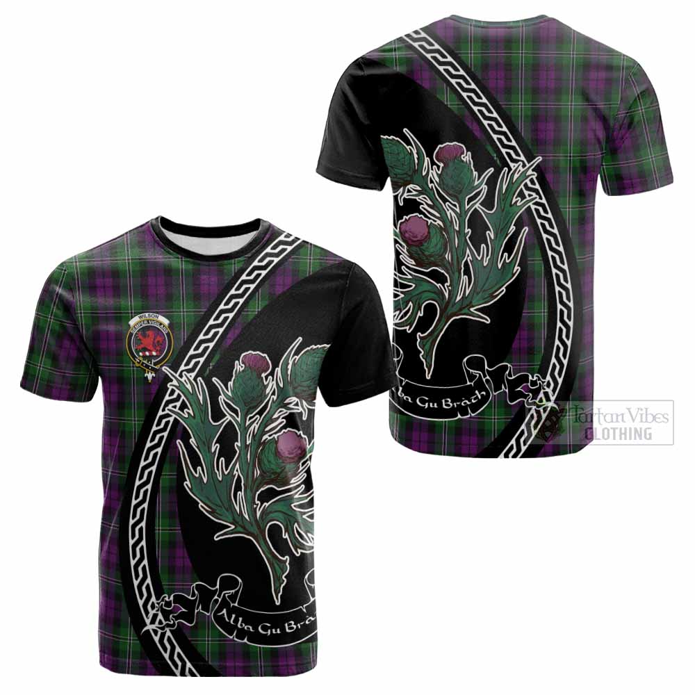 Wilson Family Crest Tartan Cotton T-shirt Alba Thistle Inspired - Tartan Vibes Clothing