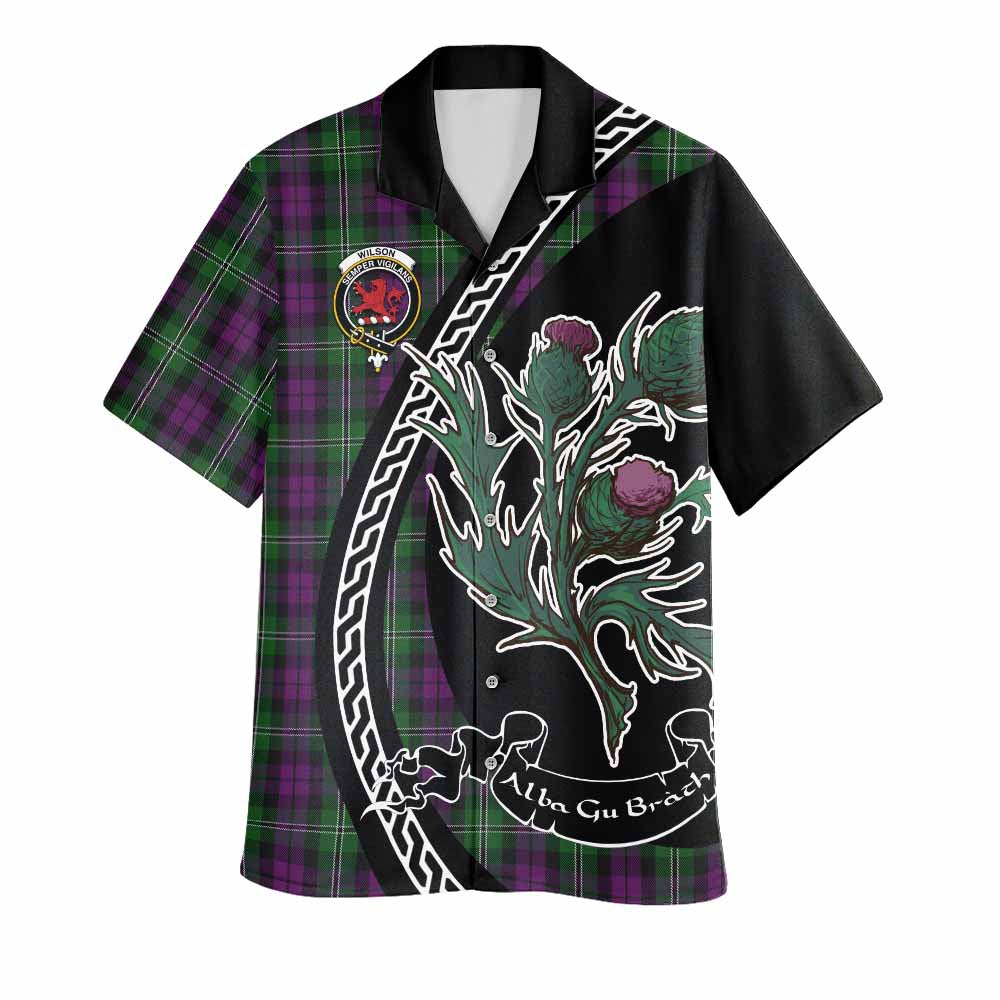 Wilson Family Crest Tartan Hawaiian Shirt Alba Thistle Inspired - Tartan Vibes Clothing
