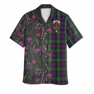 Wilson Family Crest Tartan Hawaiian Shirt Scottish Thistle Flower Pattern Half Style - Tartan Vibes Clothing
