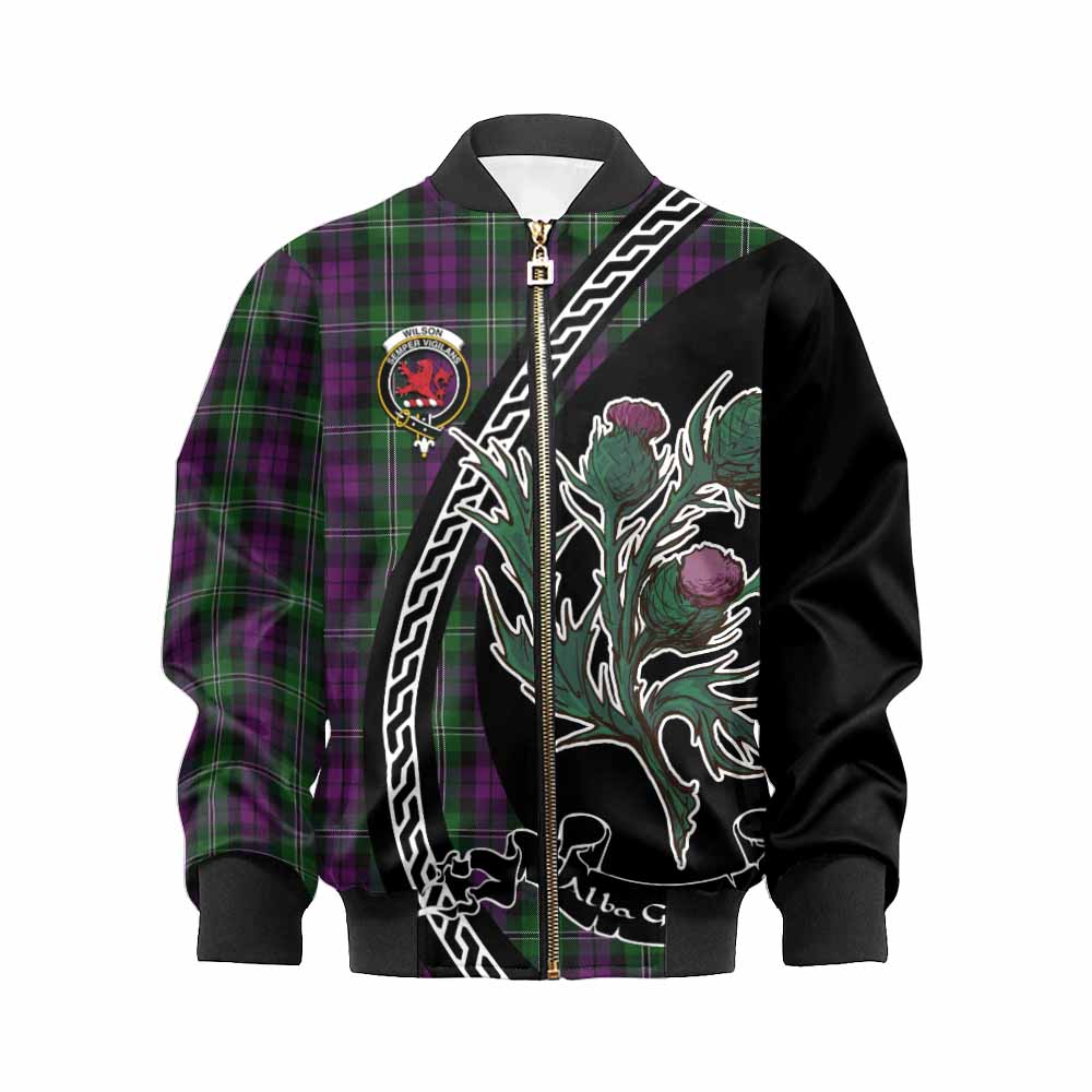 Wilson Family Crest Tartan Kid Bomber Jacket Alba Thistle Inspired - Tartan Vibes Clothing