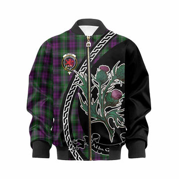 Wilson Family Crest Tartan Kid Bomber Jacket Alba Thistle Inspired - Tartan Vibes Clothing