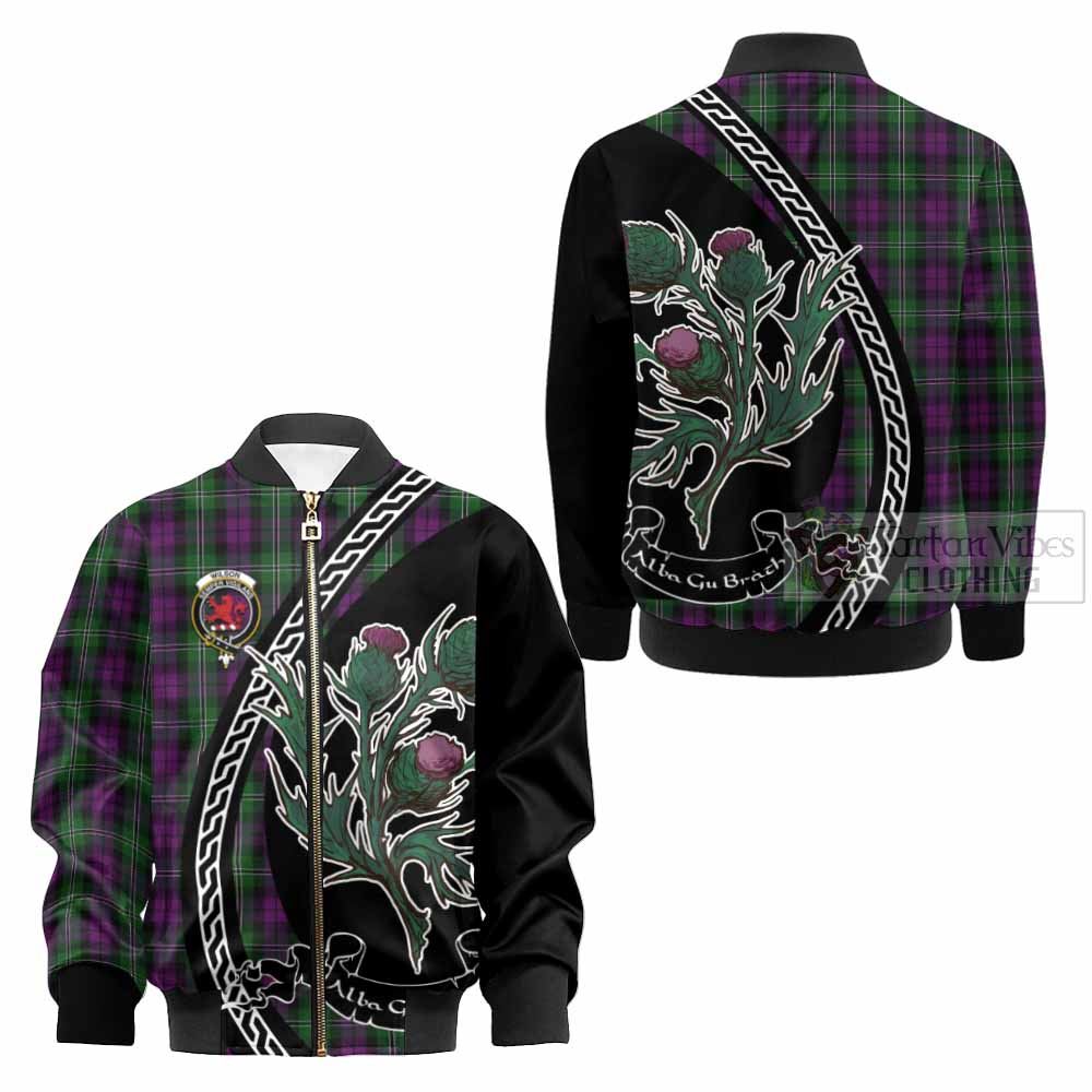 Wilson Family Crest Tartan Kid Bomber Jacket Alba Thistle Inspired - Tartan Vibes Clothing