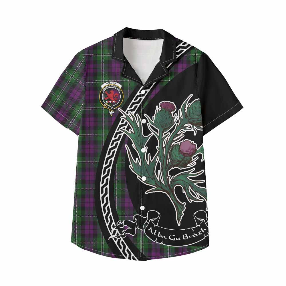 Wilson Family Crest Tartan Kid Hawaiian Shirt Alba Thistle Inspired - Tartan Vibes Clothing