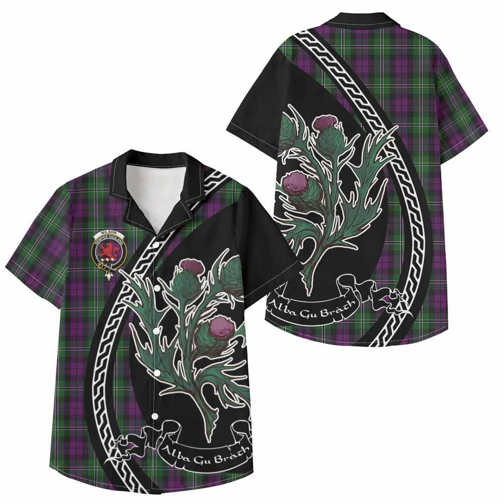 Wilson Family Crest Tartan Kid Hawaiian Shirt Alba Thistle Inspired - Tartan Vibes Clothing