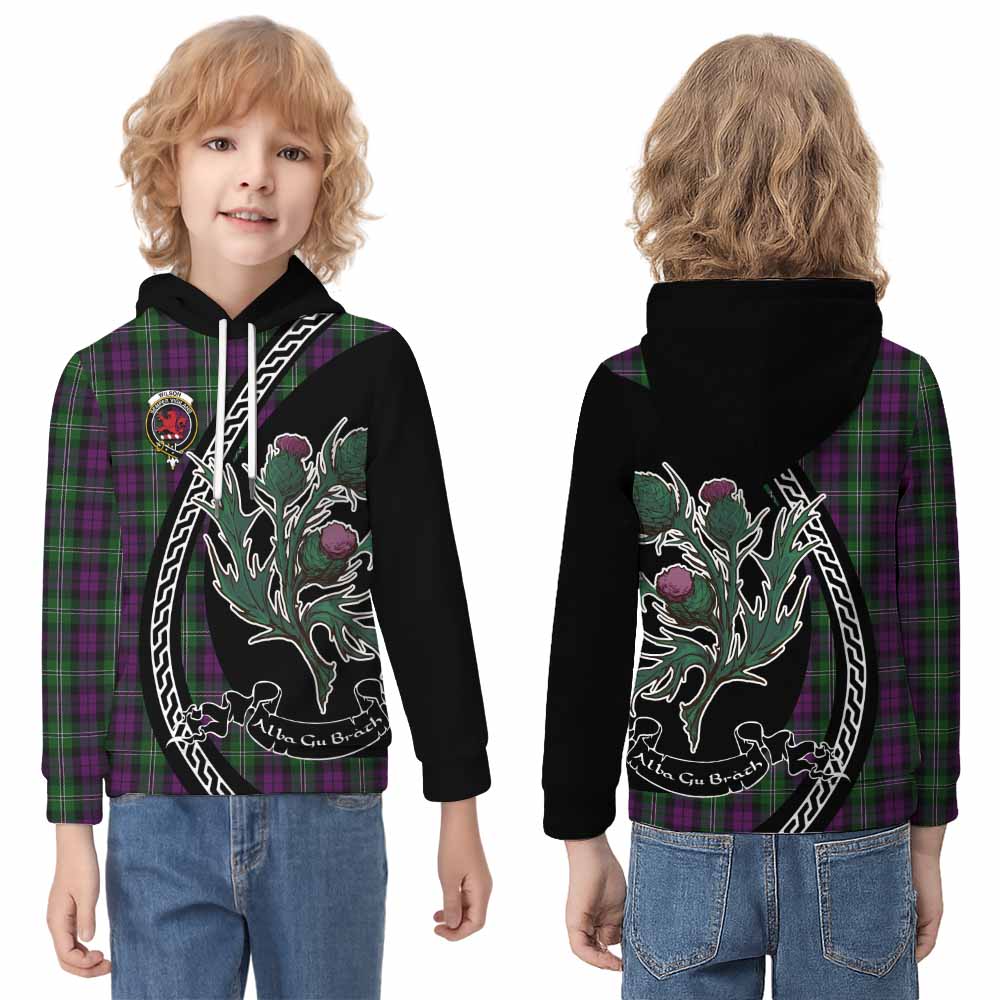 Wilson Family Crest Tartan Kid Hoodie Alba Thistle Inspired - Tartan Vibes Clothing