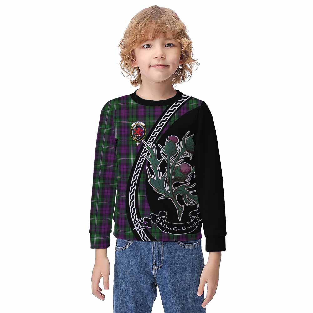 Wilson Family Crest Tartan Kid Knitted Sweatshirt Alba Thistle Inspired - Tartan Vibes Clothing