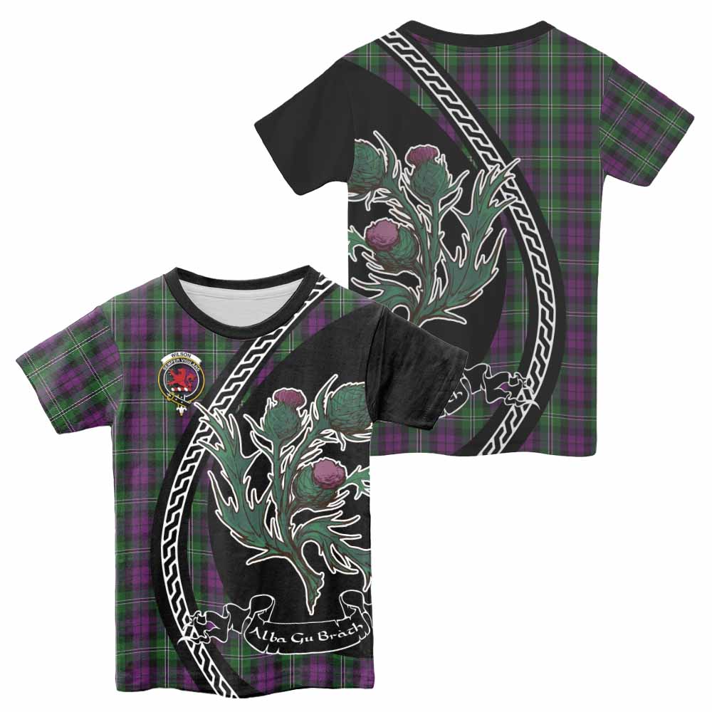 Wilson Family Crest Tartan Kid T-shirt Alba Thistle Inspired - Tartan Vibes Clothing