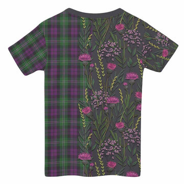 Wilson Family Crest Tartan Kid T-shirt Scottish Thistle Flower Pattern Half Style - Tartan Vibes Clothing