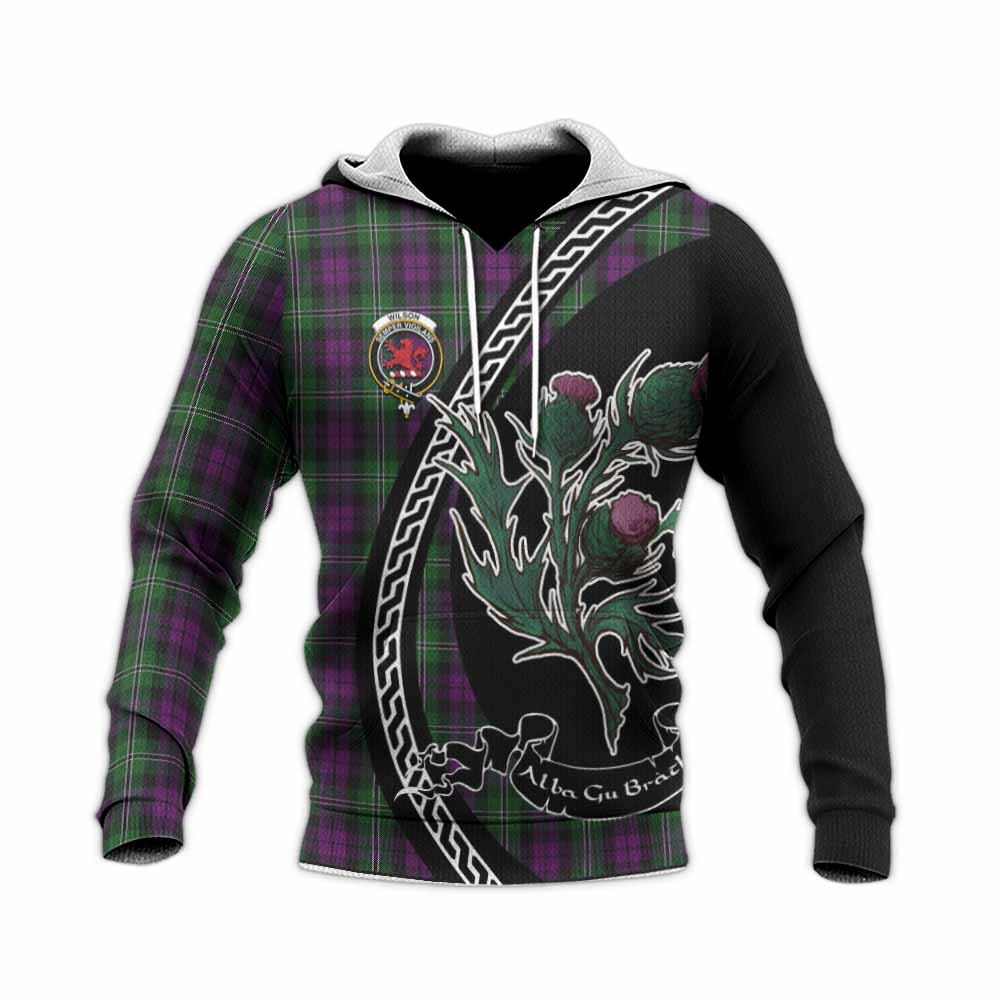 Wilson Family Crest Tartan Knitted Hoodie Alba Thistle Inspired - Tartan Vibes Clothing