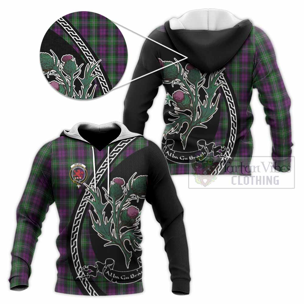 Wilson Family Crest Tartan Knitted Hoodie Alba Thistle Inspired - Tartan Vibes Clothing