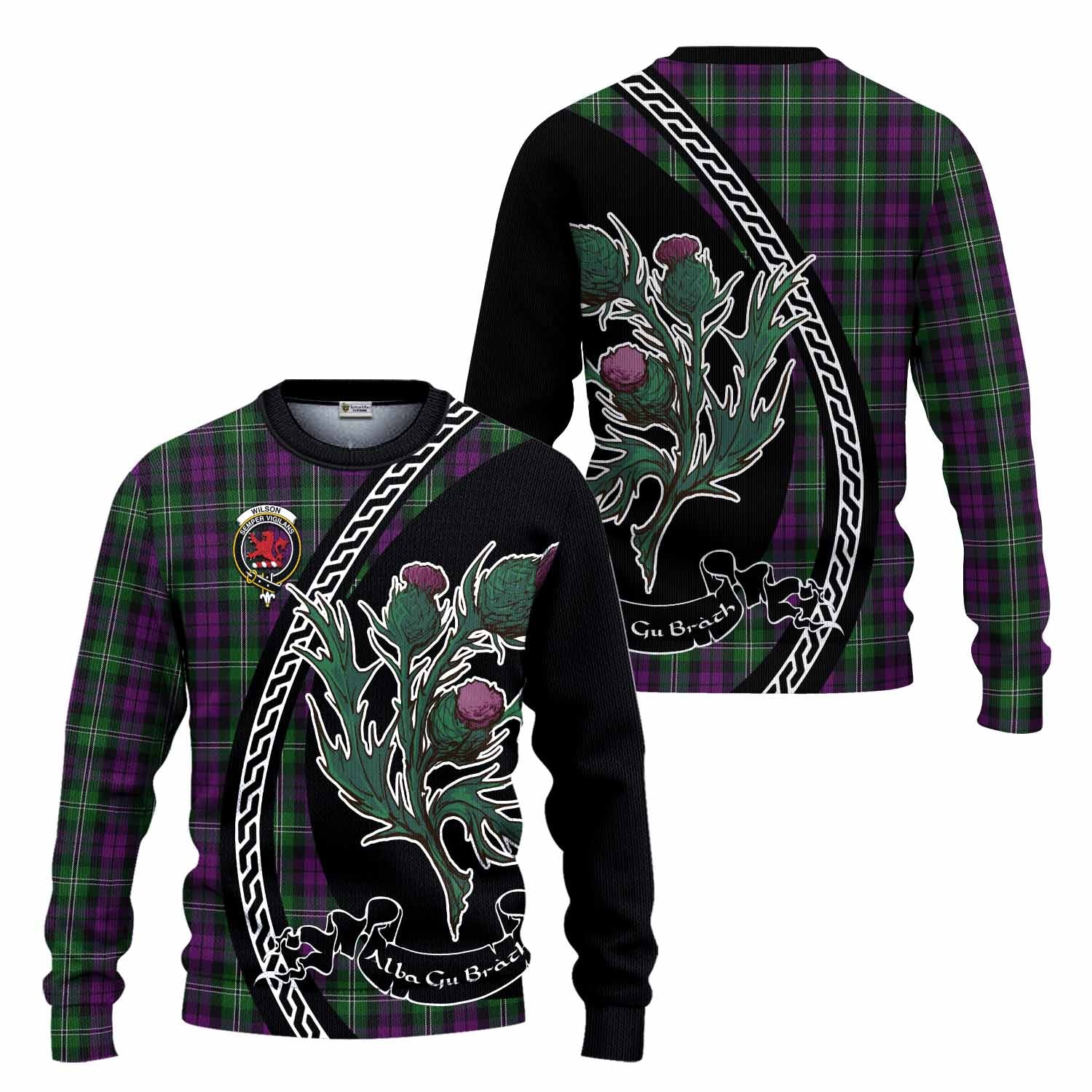 Wilson Family Crest Tartan Knitted Sweater Alba Thistle Inspired - Tartan Vibes Clothing