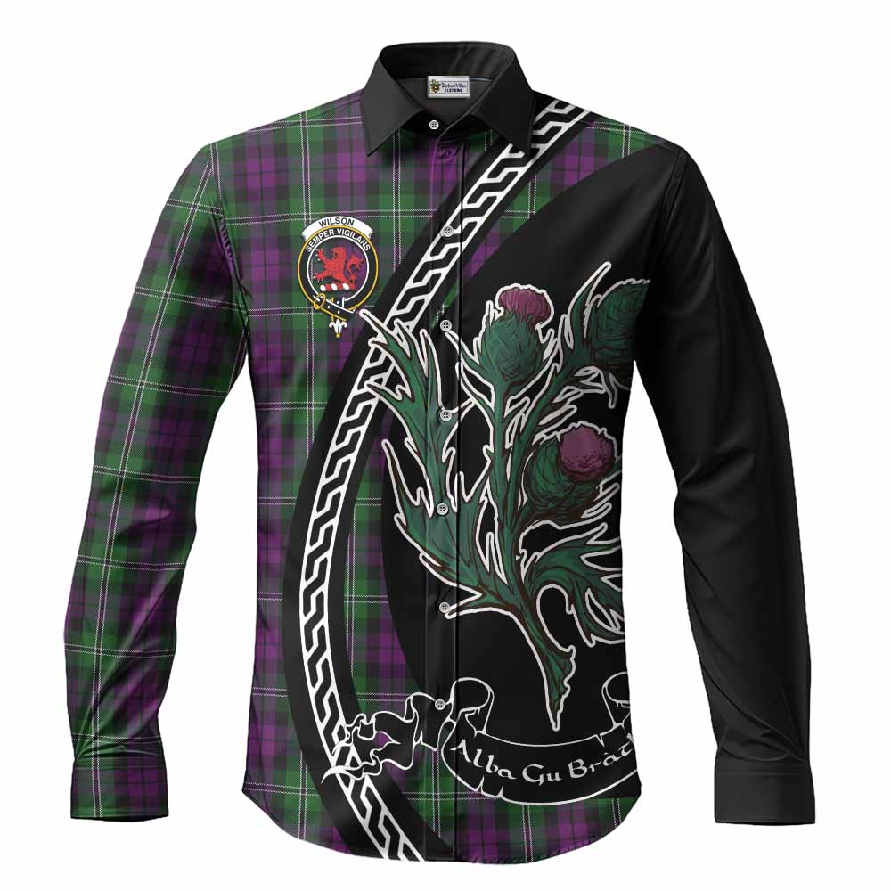 Wilson Family Crest Tartan Long Sleeve Button Shirts Alba Thistle Inspired - Tartan Vibes Clothing