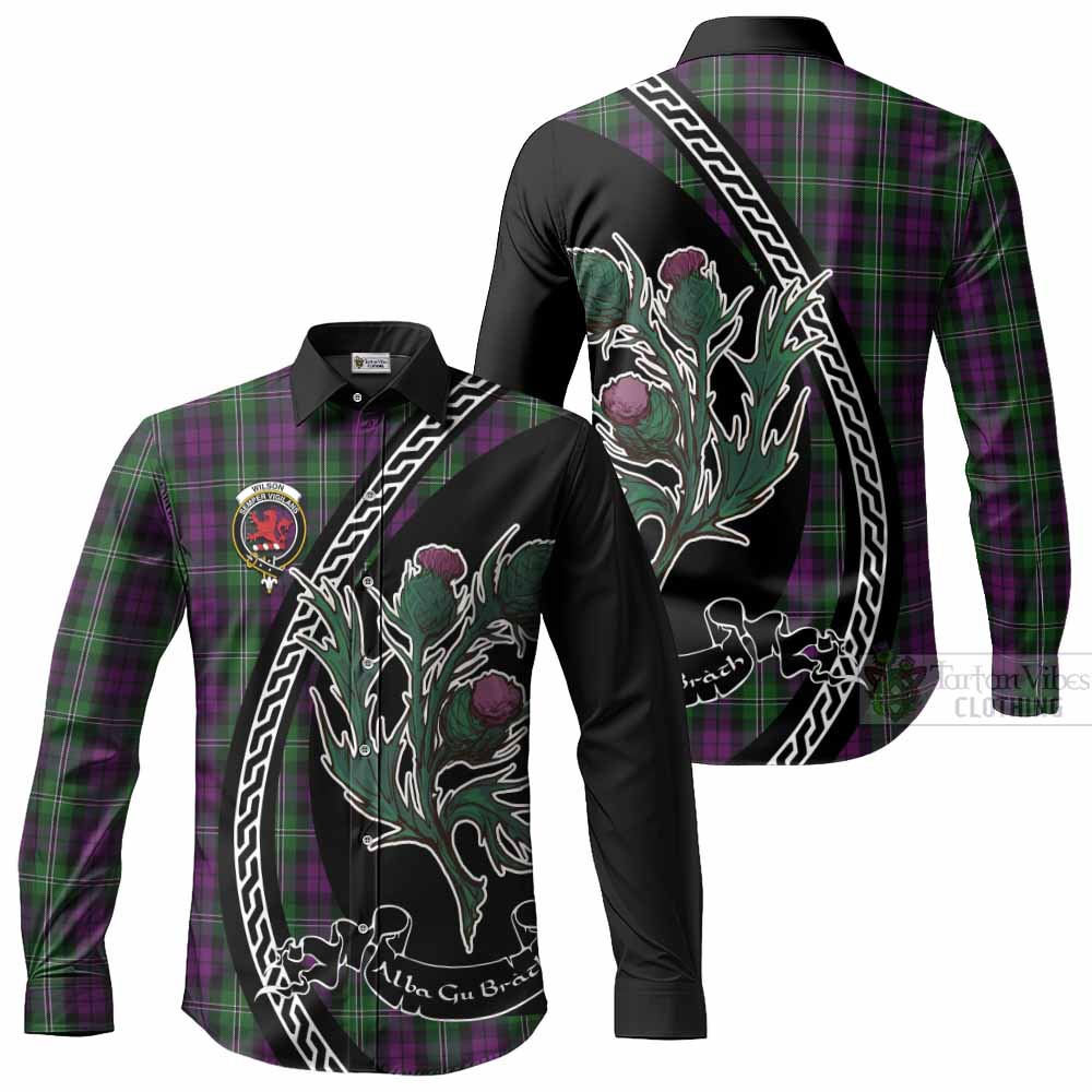 Wilson Family Crest Tartan Long Sleeve Button Shirts Alba Thistle Inspired - Tartan Vibes Clothing