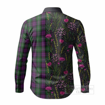 Wilson Family Crest Tartan Long Sleeve Button Shirts Scottish Thistle Flower Pattern Half Style - Tartan Vibes Clothing