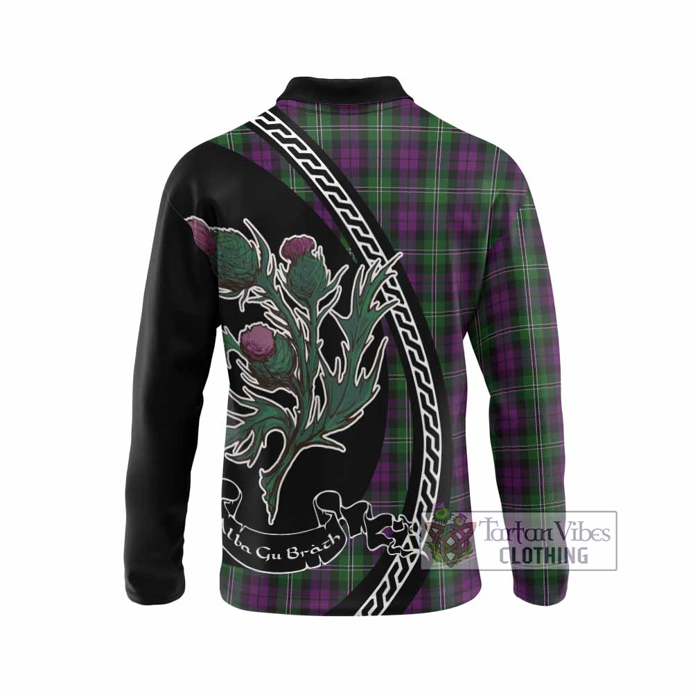 Wilson Family Crest Tartan Long Sleeve Polo Shirt Alba Thistle Inspired - Tartan Vibes Clothing