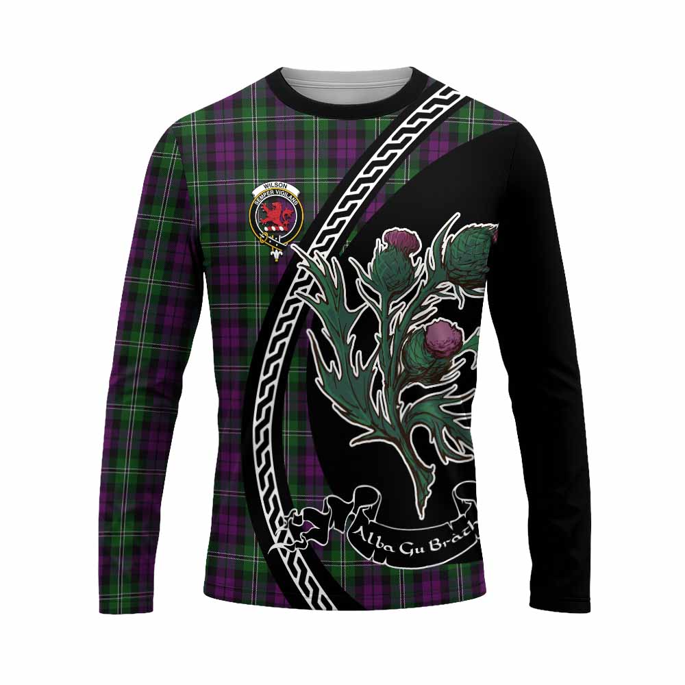 Wilson Family Crest Tartan Long Sleeve T-Shirt Alba Thistle Inspired - Tartan Vibes Clothing
