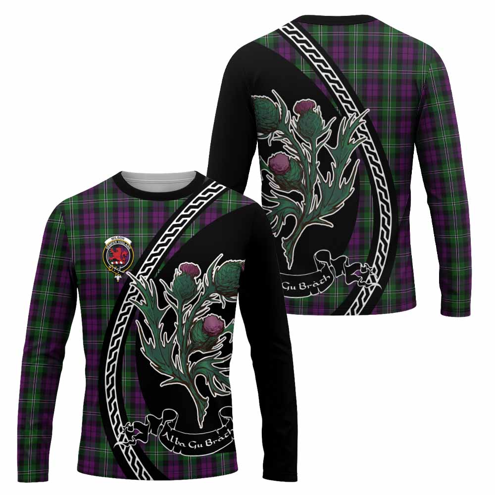 Wilson Family Crest Tartan Long Sleeve T-Shirt Alba Thistle Inspired - Tartan Vibes Clothing