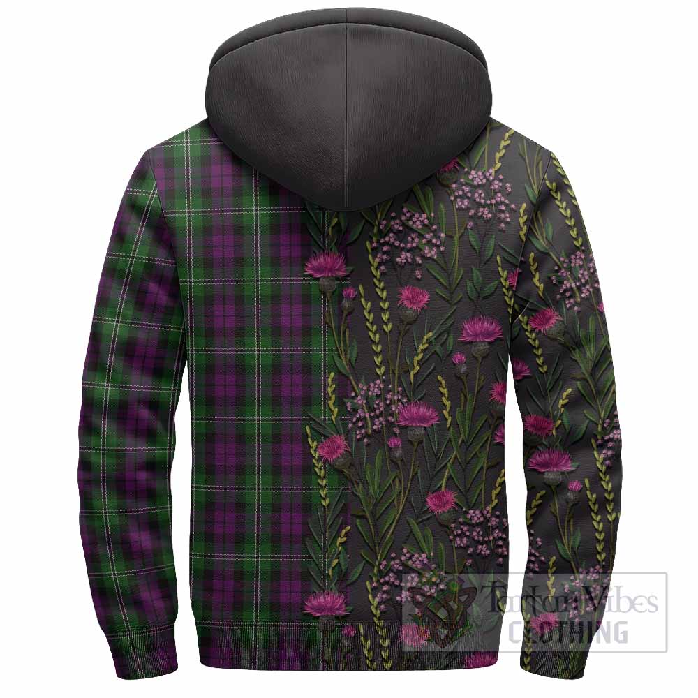 Wilson Family Crest Tartan Sherpa Hoodie Scottish Thistle Flower Pattern Half Style - Tartan Vibes Clothing