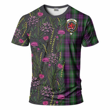 Wilson Family Crest Tartan T-Shirt Scottish Thistle Flower Pattern Half Style - Tartan Vibes Clothing