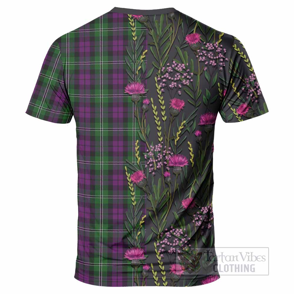 Wilson Family Crest Tartan T-Shirt Scottish Thistle Flower Pattern Half Style - Tartan Vibes Clothing