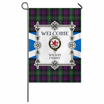 Wilson Family Crest Tartan Welcome Garden Flag Saltire Harmony Style
