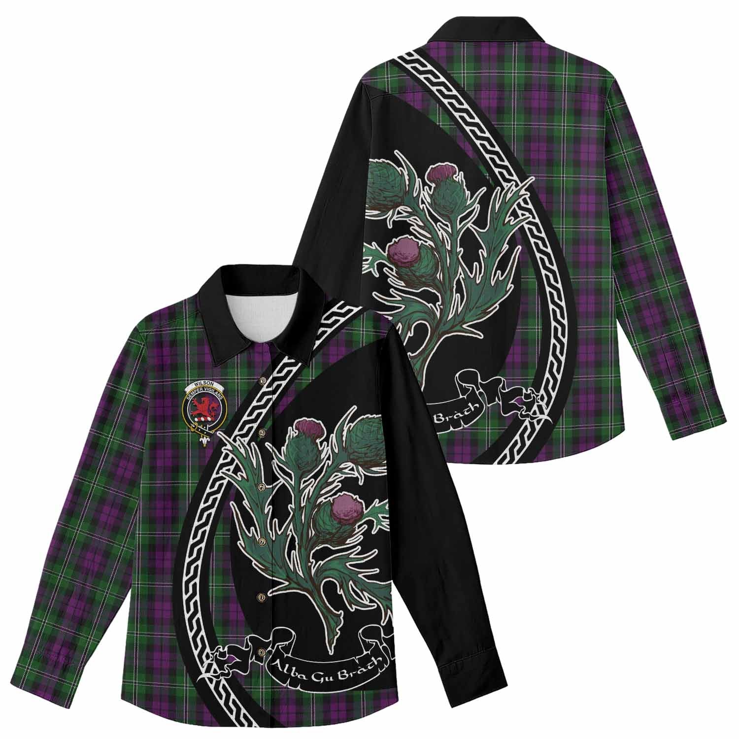Wilson Family Crest Tartan Women Casual Shirt Alba Thistle Inspired - Tartan Vibes Clothing