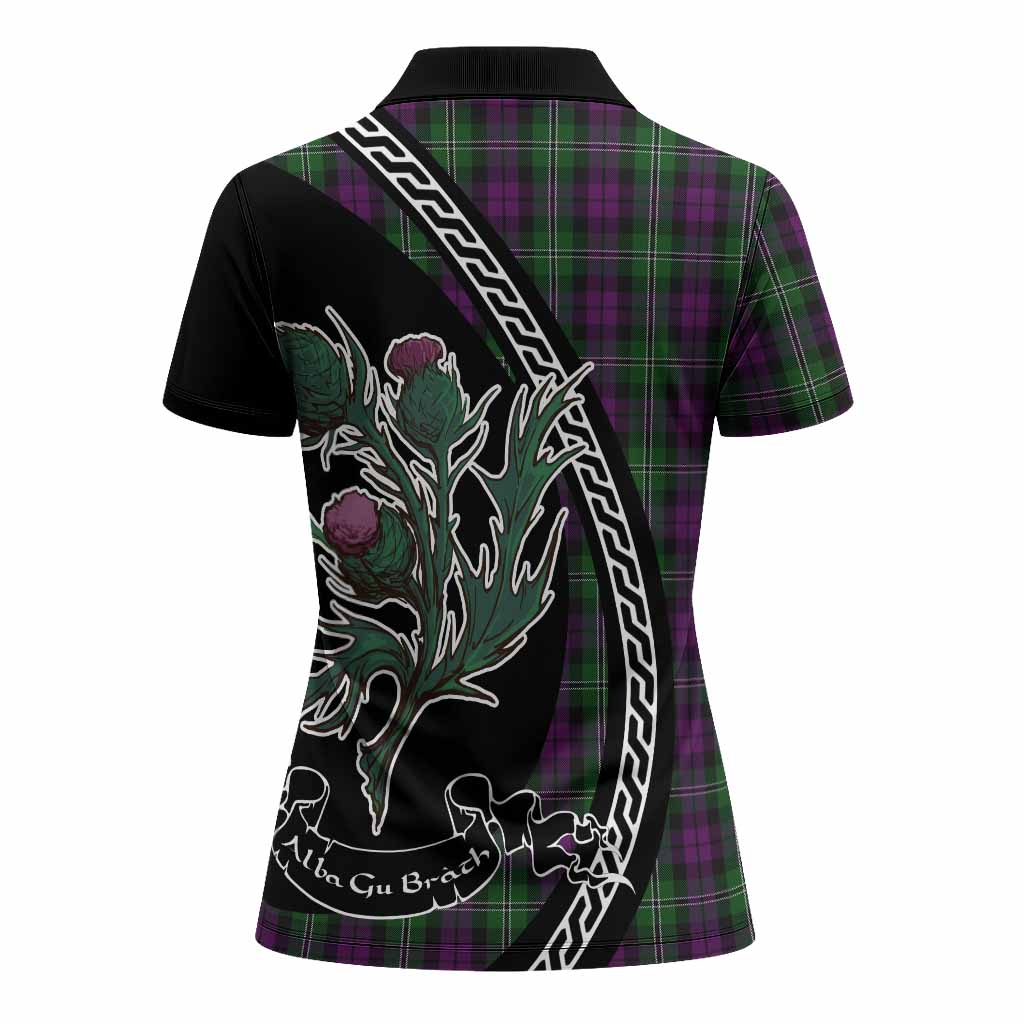 Wilson Family Crest Tartan Women Polo Shirt Alba Thistle Inspired - Tartan Vibes Clothing